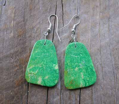 American Indian Earrings - Slab Deep Mojave Green G